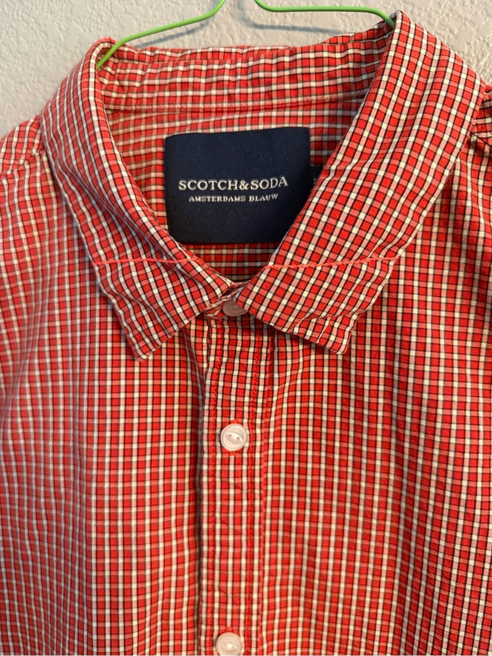 Scotch & Soda Red and White Check Button-Down Shirt